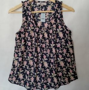 NWT Loft Petites  Ladies Summer  Top Blouse Sleevless Floral Pullover SP